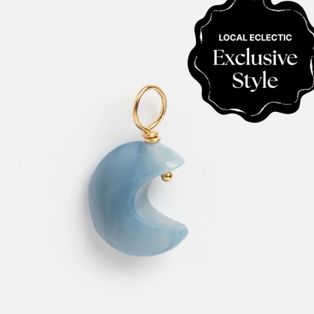 Devi Arts Collective x Local Eclectic Carved Crystal Charms Blue Crescent Moon
